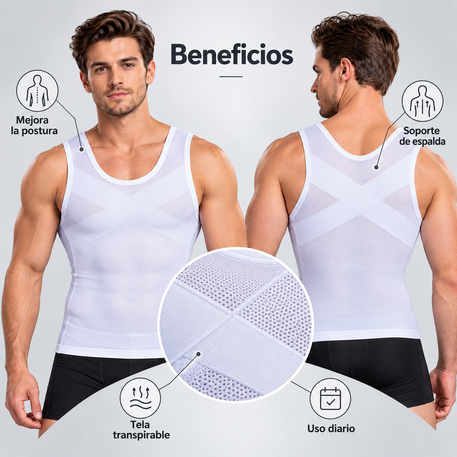 Camiseta Correctora de Postura para Hombre – Compresión y Soporte de Espalda